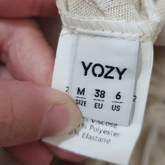 Yozy Ribbed Ivory Slouchy Overalls Jumpsuit Women's Size Medium - Picture 10 of 11